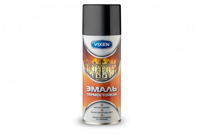 Термостойкая эмаль Vixen черная аэрозоль 520 мл VX-53002